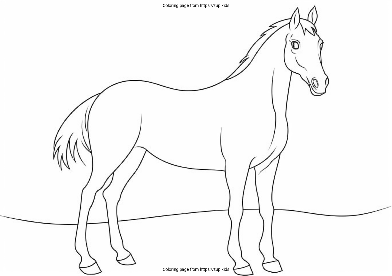 Simple horse coloring page from zup.kids