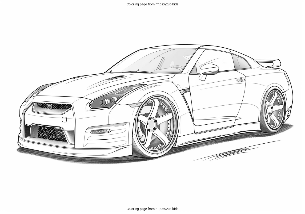 Nissan GT-R coloring page from zup.kids