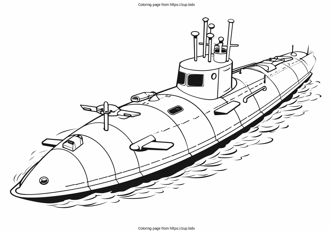Submarine coloring page from zup.kids